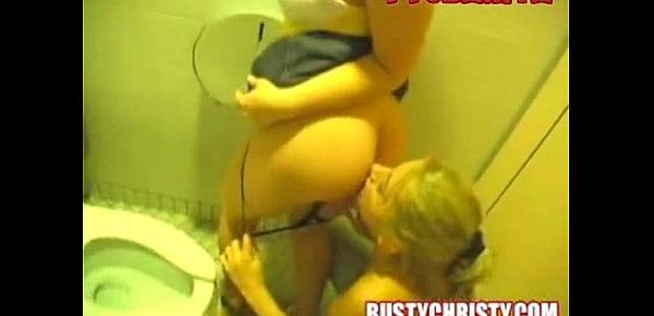  Two busty girls in the toilet